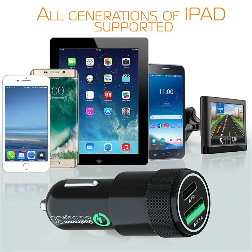 

URVNS USB C Car Charger, 36W 2 Port with 18W USB-C Power Delivery PD and 18W USB-A QC3.0 Charger for iPhone,iPad,Samsung Galaxy