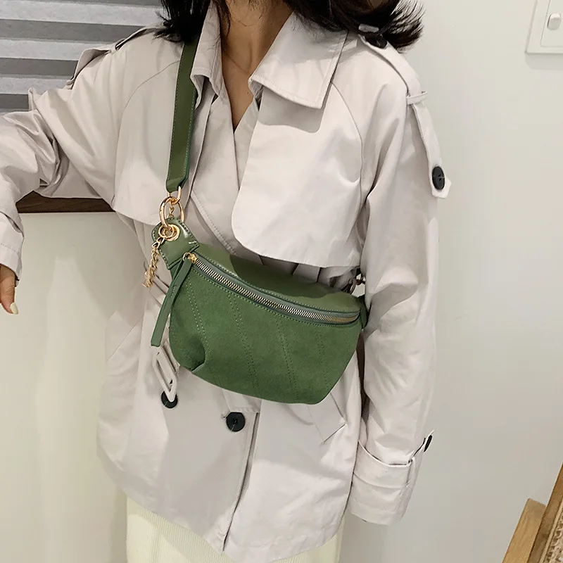 

Shoulder Bags Thick Chain Women's Fanny Pack Plaid leather Waist Bag Shoulder Handbags Female Belt Bag Crossbody Chest Bags Luxu