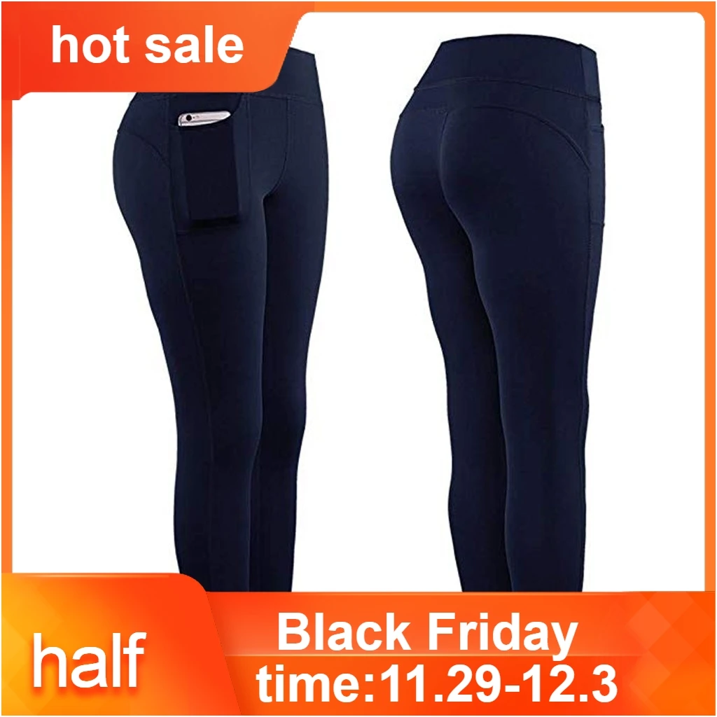 Для женщин эластичные леггинсы Фитнес тренажерный зал карманы активный высокая