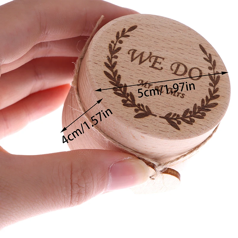 

1pc Portable Vintage Small Round Wooden Jewelry Candy Storage Box Ring Earrings Container Natural Craft Storage Case