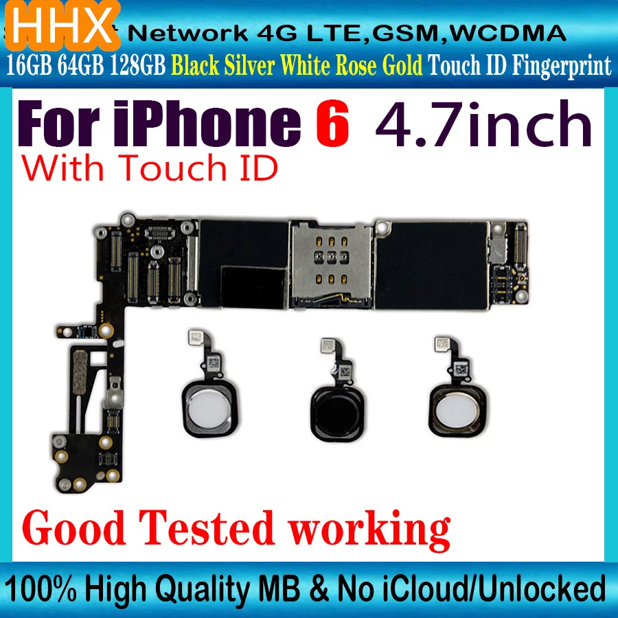 Материнская плата для iPhone 6 16 ГБ/64 Гб/128 ГБ с Touch ID черная белая Золотая логическая
