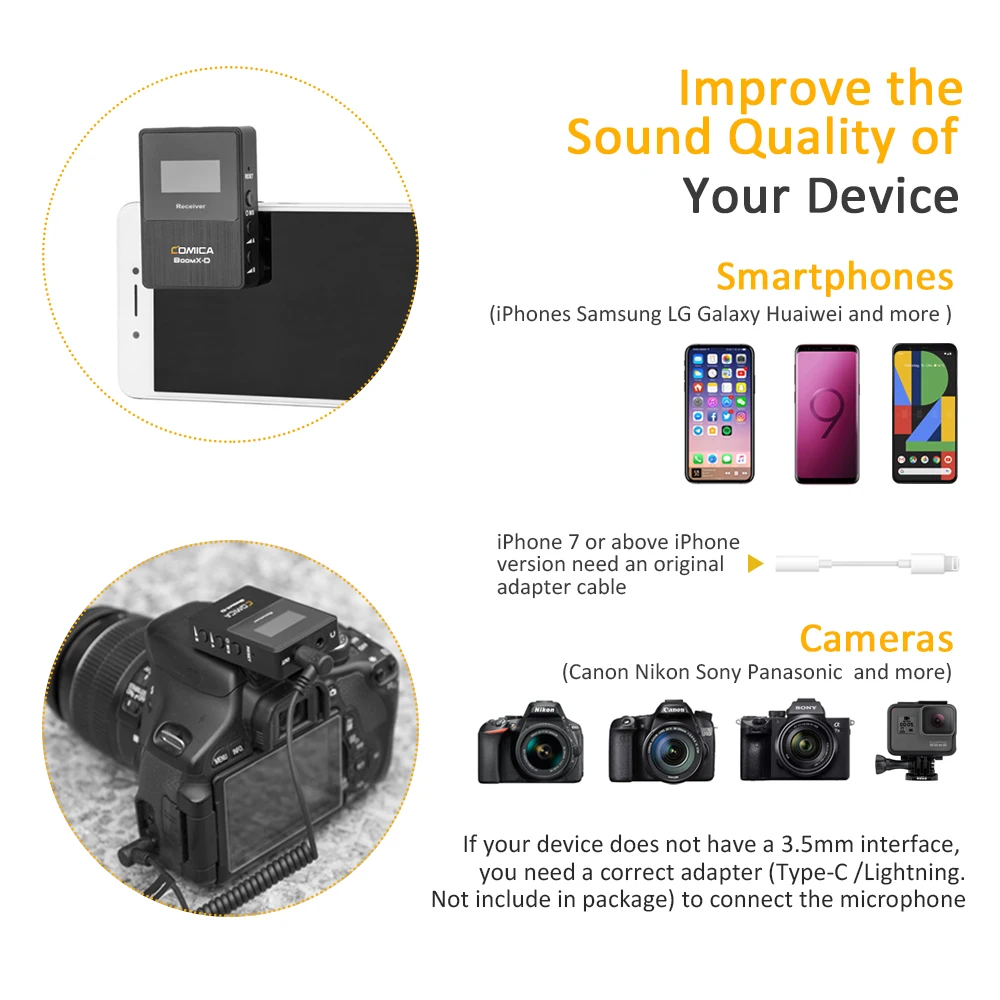 

COMICA BoomX D2 Professional Mini 2.4G Digital Wireless Microphone with Mono/Stereo Switchable Output Modes for Camera