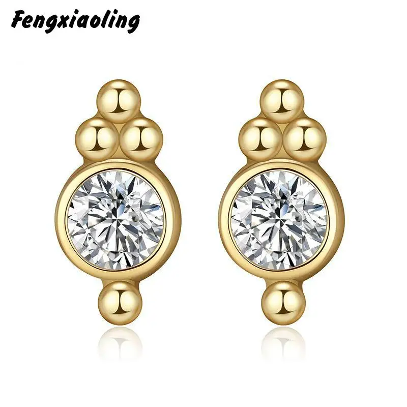 Женские светильник Ги гвоздики из серебра 100% пробы с фианитом|Серьги-гвоздики| |