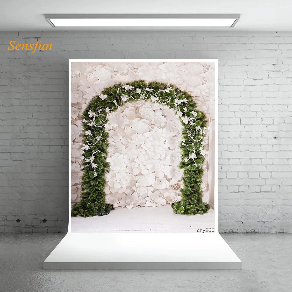 

LEVOO Photography Background Flowers Tree Arch Wooden Wedding Photographic Backdrop Photo Background Studio Props Photophone