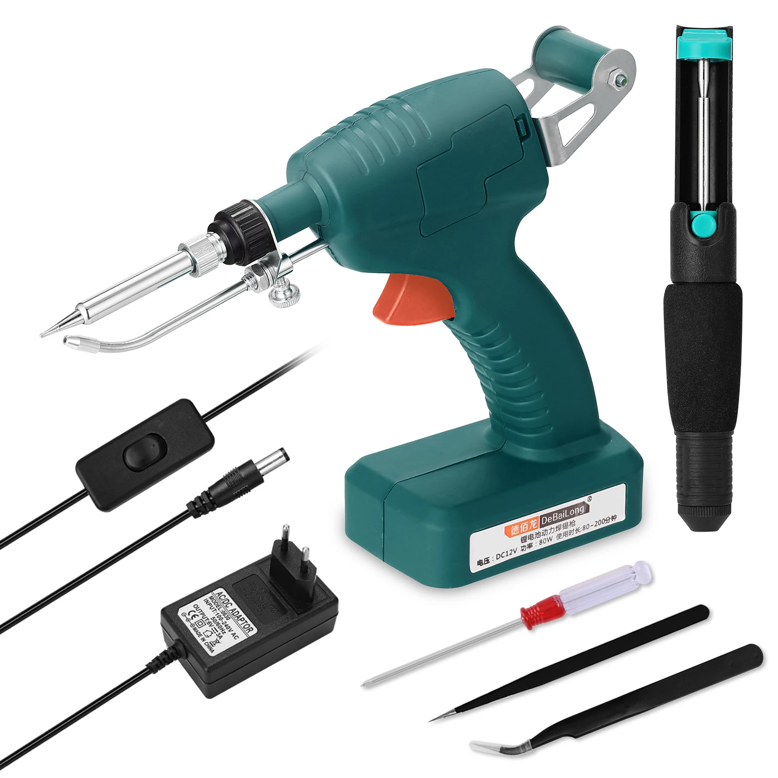 

KKMOON 80W Soldering Iron Portable Rechargeable Cordless Handheld Automatically Send Tin Machine Wire Welding Repairing Tool Kit