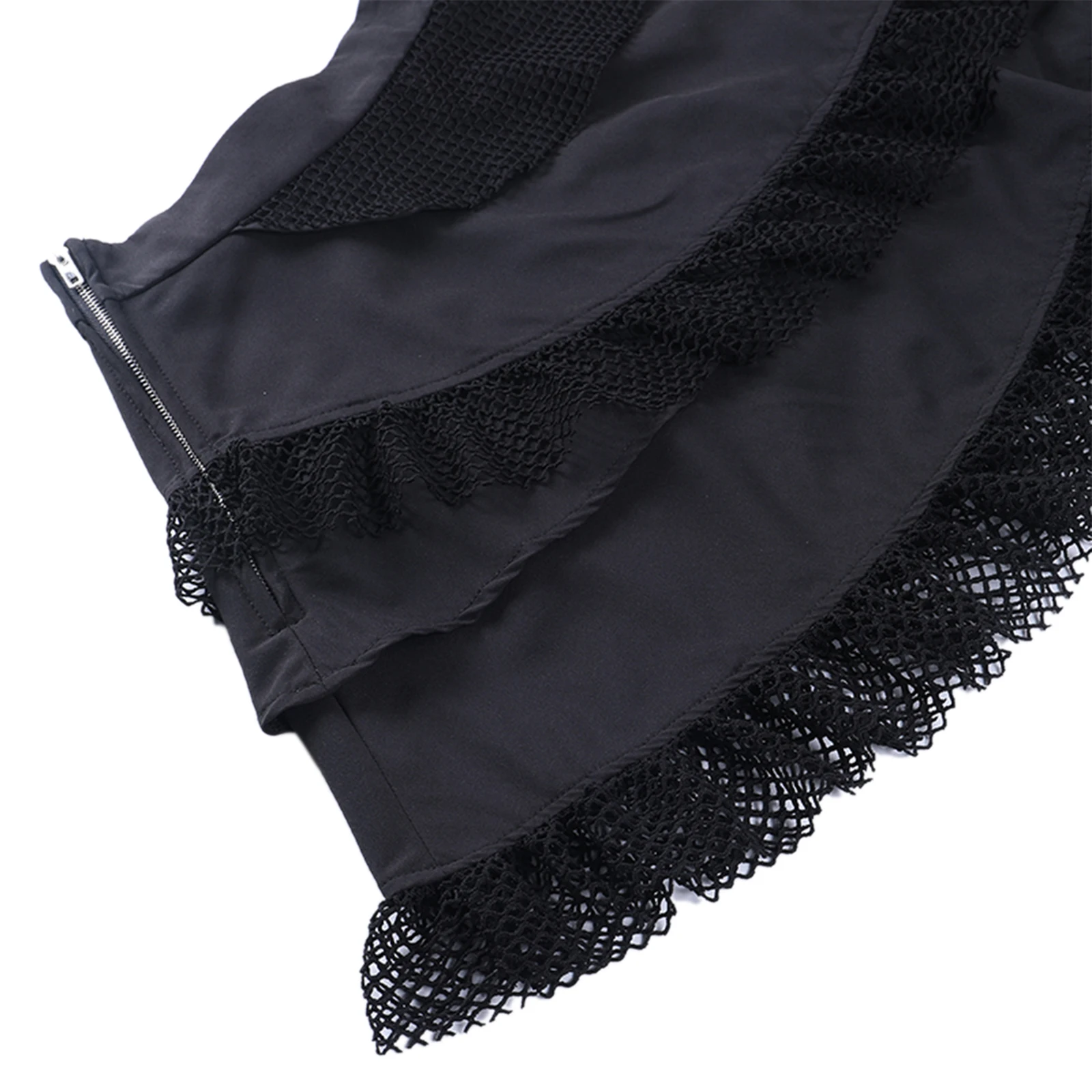 

Summer Women Mesh Splice Short Skirt Punk Gothic Style Irregular Hem High Waist Mini Skirt Ladies Club A-line Mini Skirt