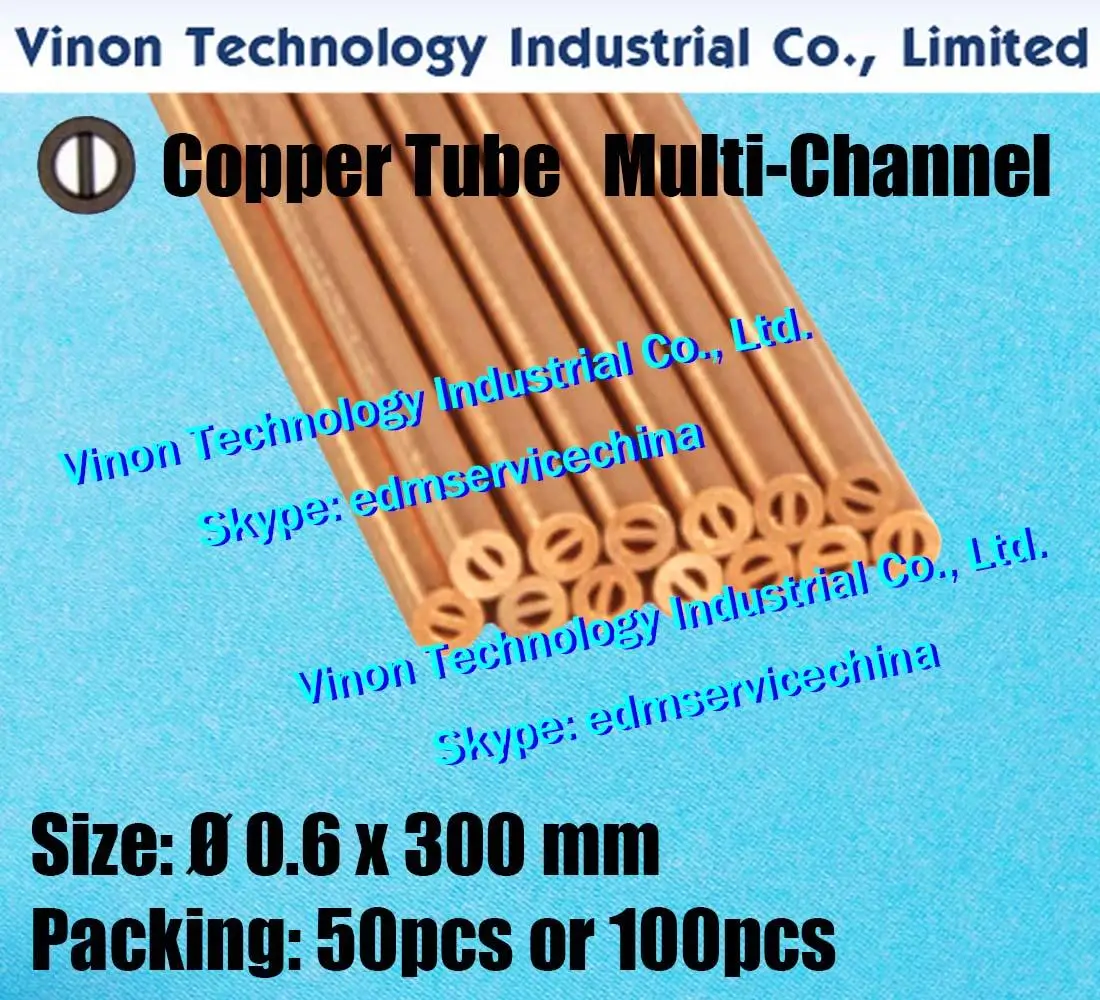 (50pcs) 0.6x300MM Multi Channel Copper Tube. EDM Copper Tube Electrode Multihole type Dia. 0.6mm Length 300mm for Small Hole
