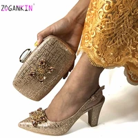 fashionable italian shoes and bag set african sets champagne color nigerian shoes with matching bags for royal wedding party