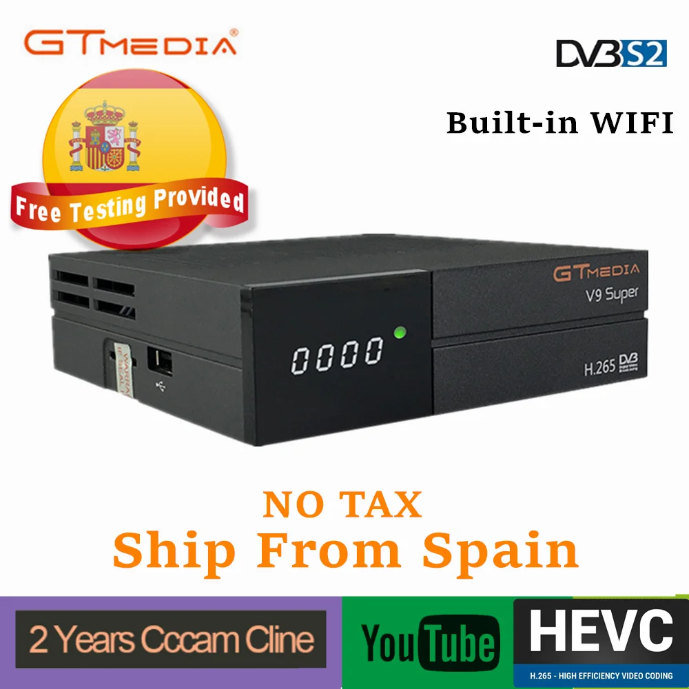 GTmedia V9 Супер цифровой ТВ спутниковый ресивер DVB-S2 H.265 DRE& Biss ключ 2 года Испания CCCAM PK Freesat V7 V8 X96 H96 X96 мини