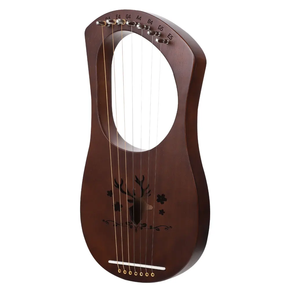 

1 Set Wooden Lyre Harp Retro 7-string Lyre Harp Musical String Instrument