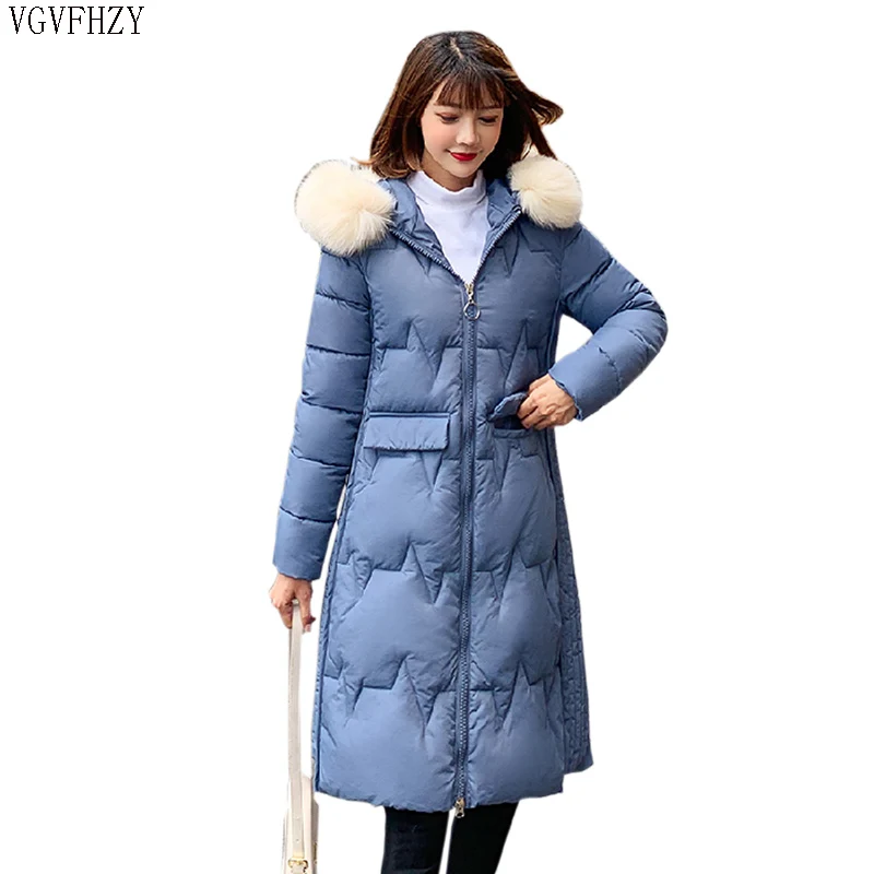 

2019 New Winter Jacket Women Coat Warm Plus size Loose Thick Long Parkas Big Fur Collar Hooded Women Coats Female long Jacket