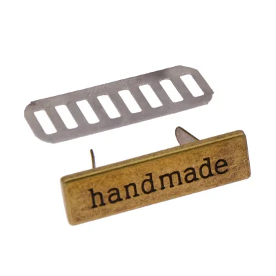 Bronze 10PCS/pack High Quality Alloy Labels Handmade Pattern For Jeans Shoes Bags Tags DIY Craft Decoration Accessories - Цвет: Bronze