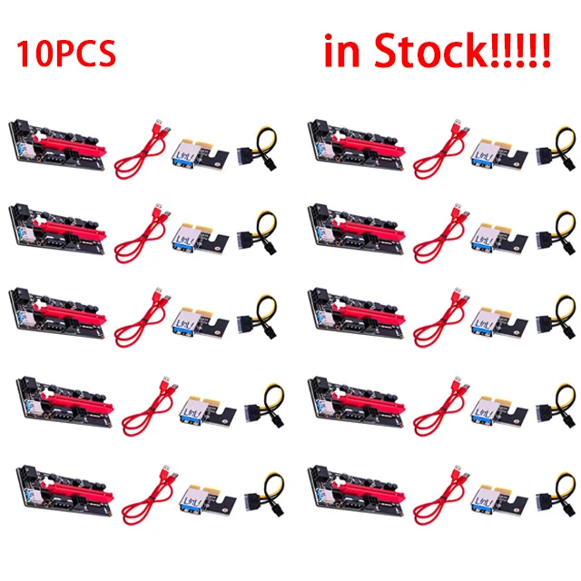 

2022 NEW Usb 3.0 Pci-E Riser Ver 009S Express 1X 4X 8X 16X Extender Riser Adapter Card Sata 15Pin to 6 Pin Power usb miner Cable