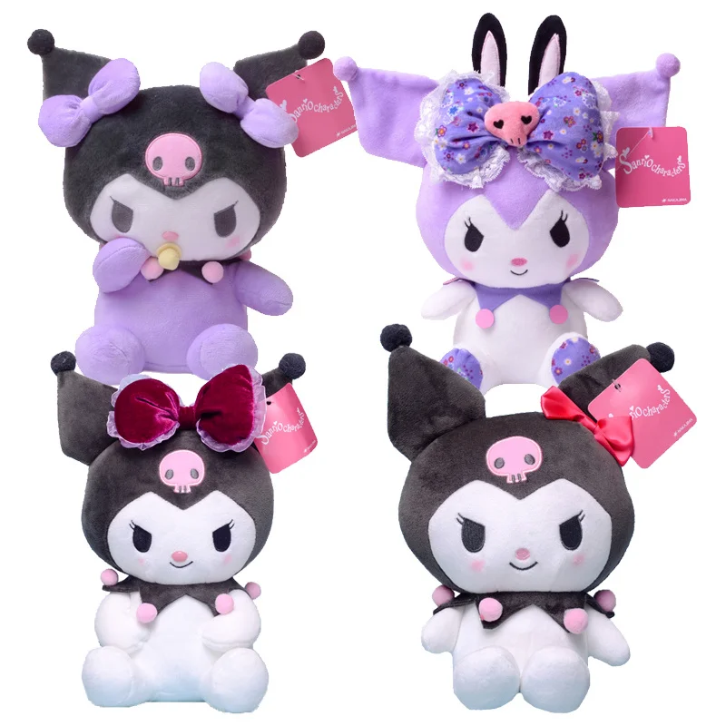 

20CM Cartoon Stuffed Animals Anime Kuromi Bowknot Plush Toy Kawaii Cute Soft Plushie Girls Appease Doll Toys Birthday Gifts