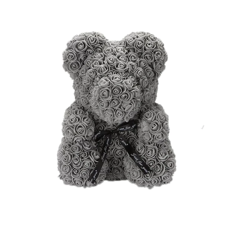 40cm grey Прямая поставка 40 см розовый медведь сердце искусственный цветок Роза плюшевый медведь для женщин День Святого Валентина Свадьба День рождения Рождественский подарок - Цвет: 40cm grey