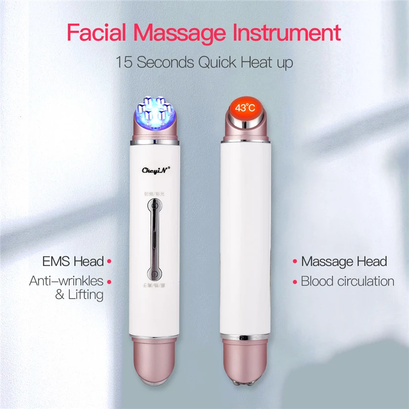 

Hot Compress Eye Massager LED Photon Light Therapy Facial Massage Roller EMS Skin Rejuvenation Electric Vibration Skin Firming