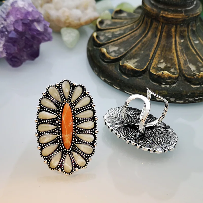 Модное винтажное кольцо из синего натурального камня белые бирюзовые кольца на