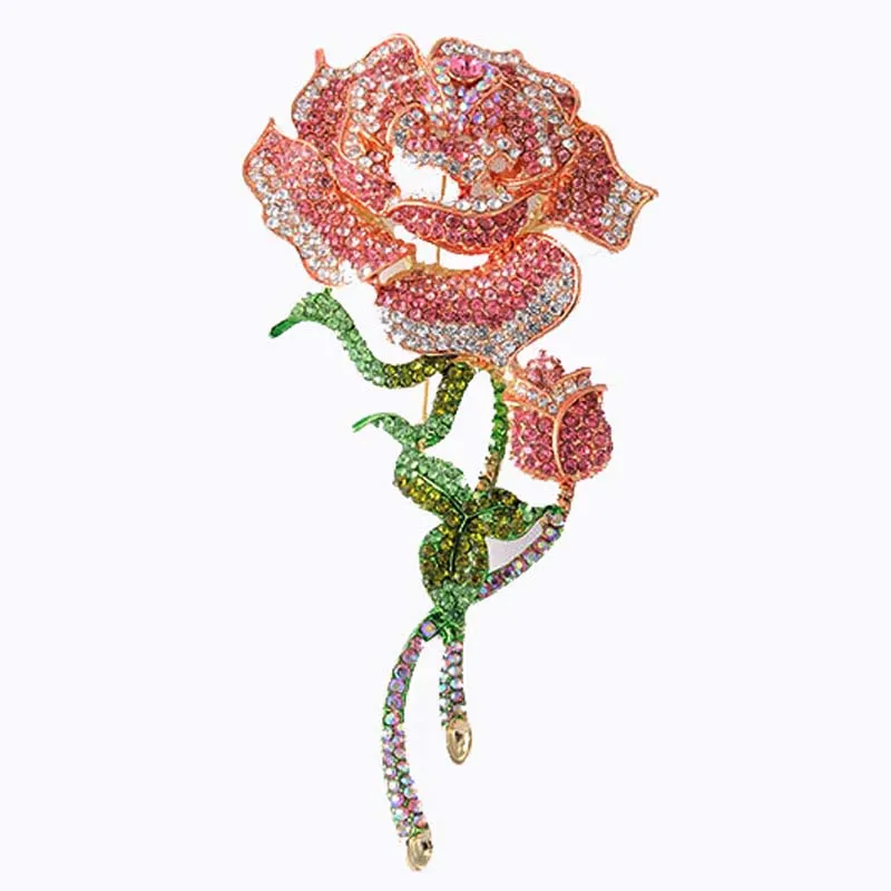 Женская брошь в форме цветка розы свадебное Ювелирное Украшение броши с розовым