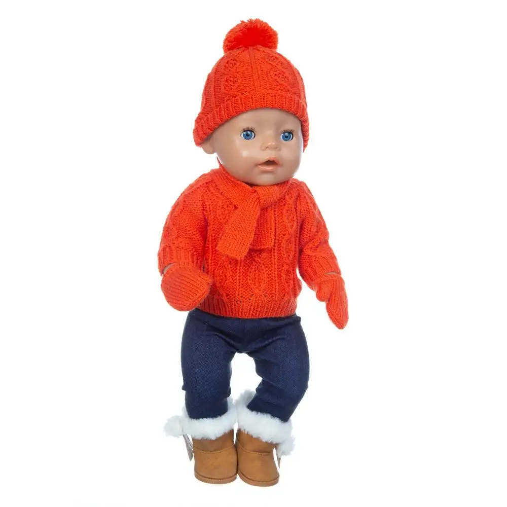 1 комплект свитер шапка шарф и перчатки подходит для кукол 17 дюймов 43 см костюм