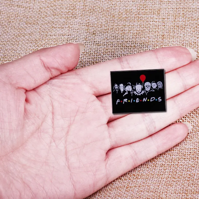 Scary Killer Friends Brooch Hollywood Classic Horror Movie Characters Collage Art pin Horrors Halloween Kill jewelry accessories | Украшения