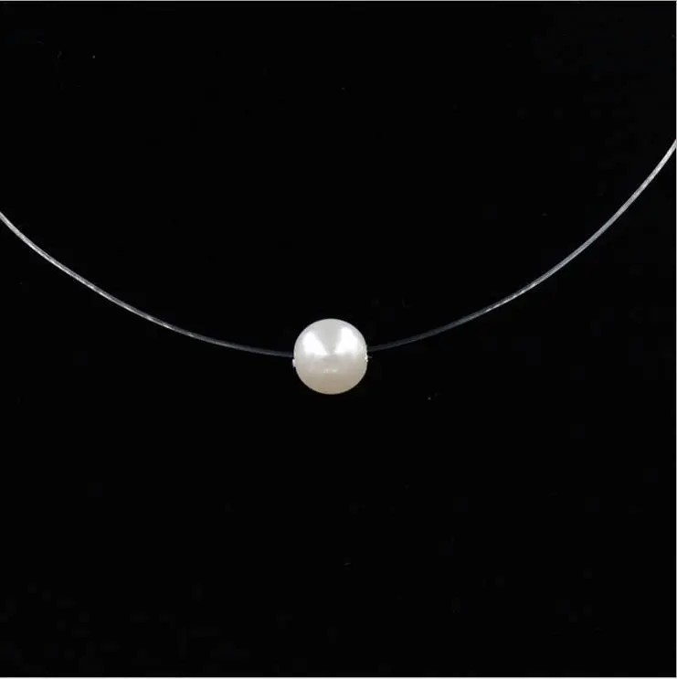 8MM Pearl Подарок 8 цветов 6 мм розовый серебряный красный циркон Чокеры ожерелье s прозрачная леска простое ожерелье с подвеской ювелирные изделия для женщин - Окраска металла: 8MM Pearl