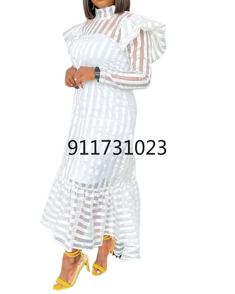 Белое Африканское платье для женщин Новинка лета 2021 с длинным рукавом