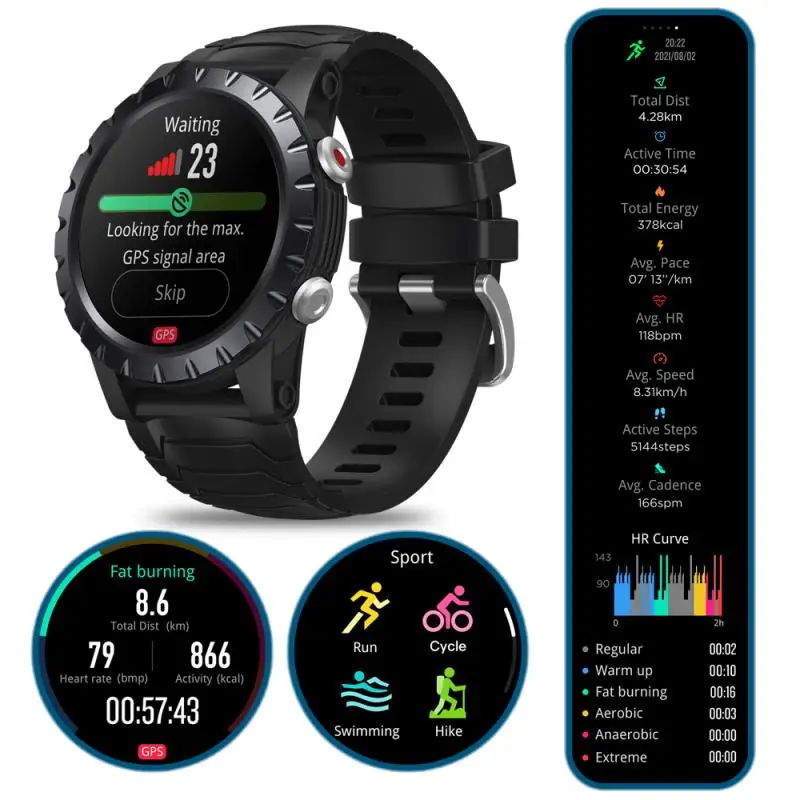 

New 2021 Zeblaze Stratos Smartwatch GPS/GLONASS/Galileo/Beidou WR50M 120+Sport Modes SpO2/Heart Health/VO2 Max Monitor GPS Watch