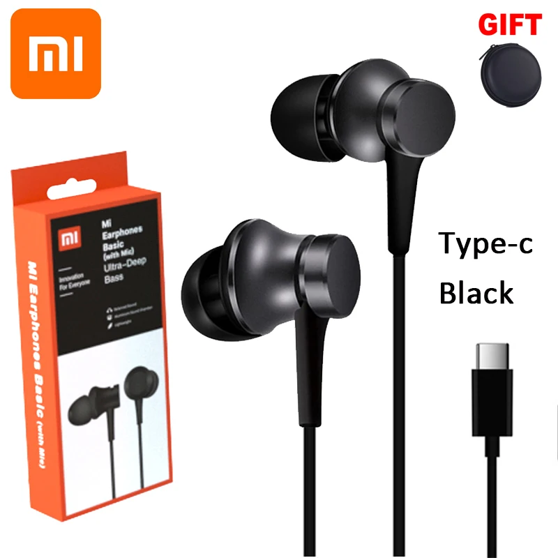 Новая посылка Xiaomi Piston 3 наушники 3,5 мм наушники-вкладыши для samsung Xiaomi huawei usb type C наушники с микрофоном - Цвет: black Type C