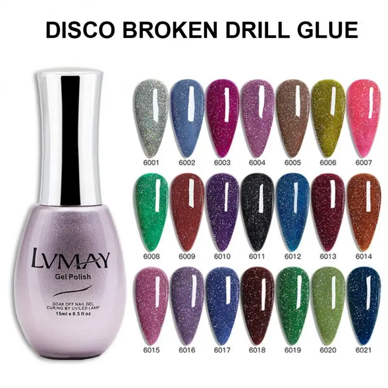 

LVMAY New Sparkling Gel Nail Polish Reflective Nail Gel Semi Permanent Nail Art Varnish Soak Off UV Varnish Gel Paint 15ml TSLM1