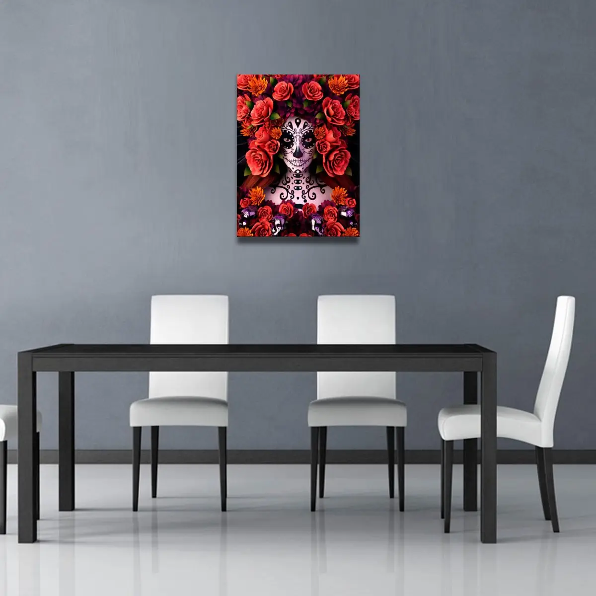 

Sugar Skulls And Roses Day Of Dead Halloween Poster Canvas Wall Art Decoration Prints for Home Bedroom Decor Painting