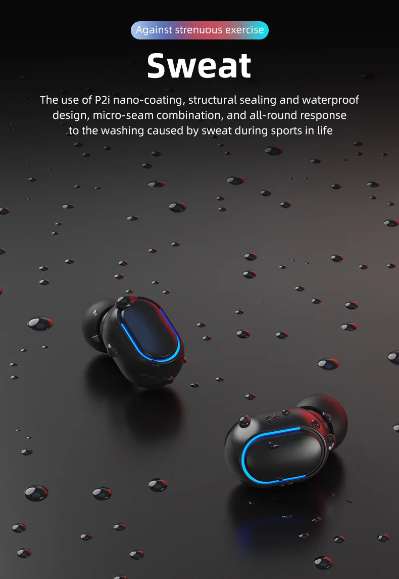 

TWS Bluetooth Earphones With Microphone Touch Control Wireless Headphones HIFI Mini In-ear Earbuds Sport Running Heasets HD Call