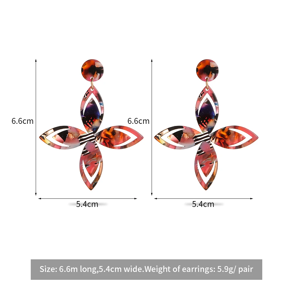 

SophiaXuan Hawaiian Flower Drop Earrings Trendy Polynesian Jewelry Plant Dangle Earring Party Wholesale Price Acrylic for Women