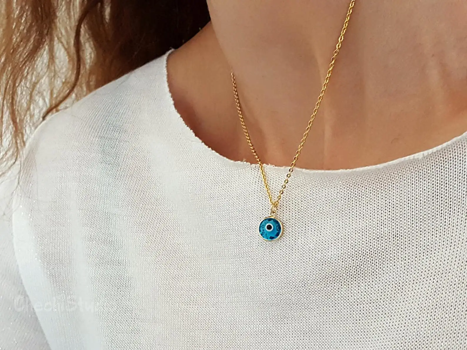 

Baby Blue Evil Eye Kralen Choker Ketting