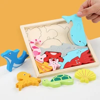 kids toy wooden 3d puzzle jigsaw tangram for children baby cartoon animal traffic puzzles intelligence educational learning toys