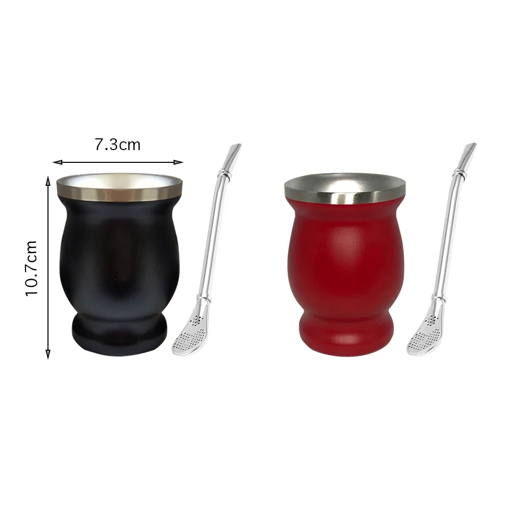 

Double Wall 8oz Stainless Steel Cup Insulation Cup Mate Straw Set Kitchenware 1SET