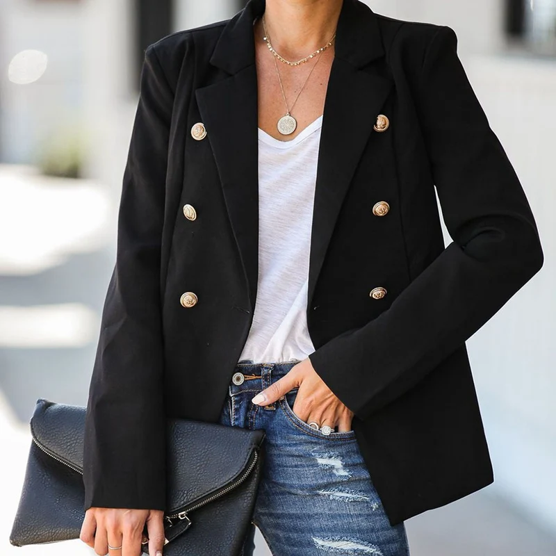 

Autumn Office Jacket Women Long Sleeve Breasted Jacket Fashion Plus Size Coat Uniform Jackets Sexy Casual Outwear Coats 2020