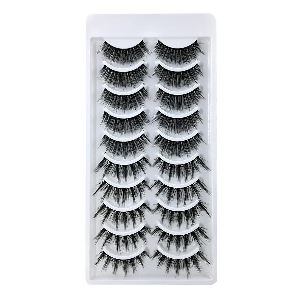 SD14 LADYLUNA 1/10Pair Handmade Mixed Wispy Fluffy Natural Thick Long 5D Mink Real Hair False Eyelashes Extension Beauty Makeup Kit - Цвет: SD14