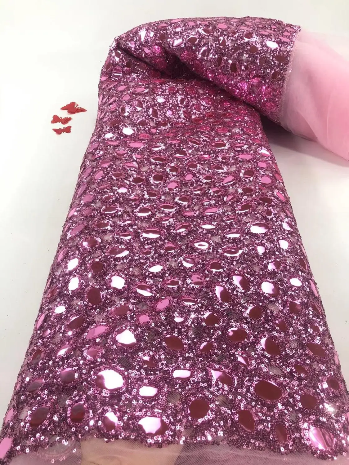 

9 colors option popular embroidered tulle lace fabric french lace fabric ZH-988814 with sequins