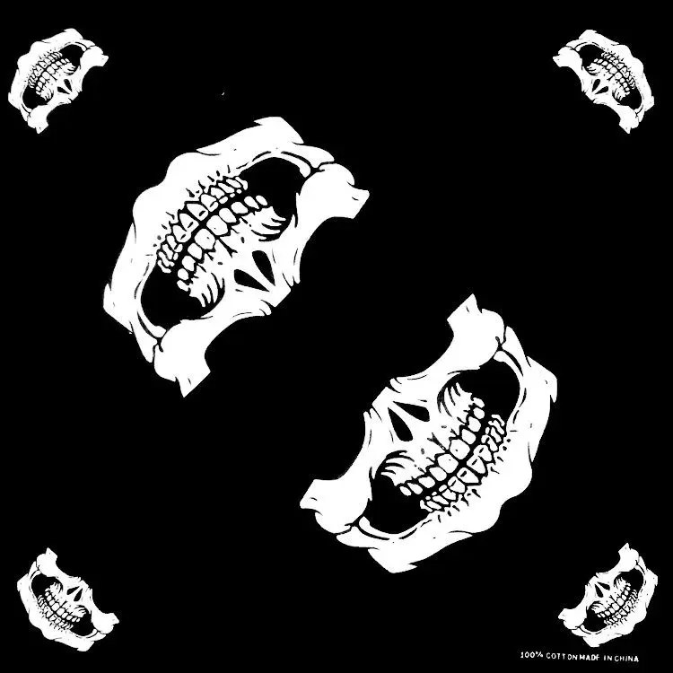 Модный квадратный шарф в стиле хип-хоп 100% хлопок бандана с принтом виде черепа