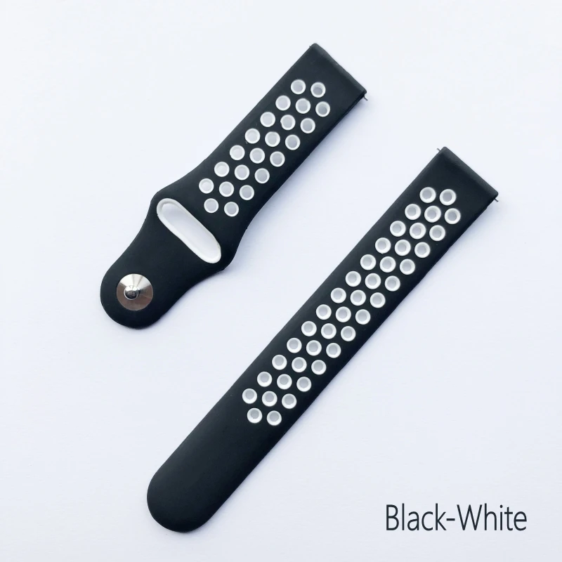 Высокое качество 20 мм двойной цвет силиконовый ремешок для Huami Amazfit Bip BIT PACE Lite Молодежный сменный Браслет - Цвет: BlackWhite