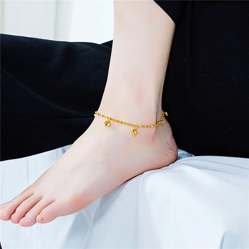 

Bracelet On The Leg 270mm Copper Alloy Anklets For Women 24K Gold Japanese Korean Popular Ins Wedding Bride Jewelry 2021 Trend