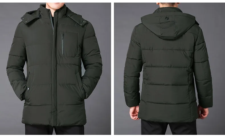 New Men's Winter Down Jacket High Quality Thick Winter Middle-Aged Warm Long Coat Cotton Clothes Men Parkas