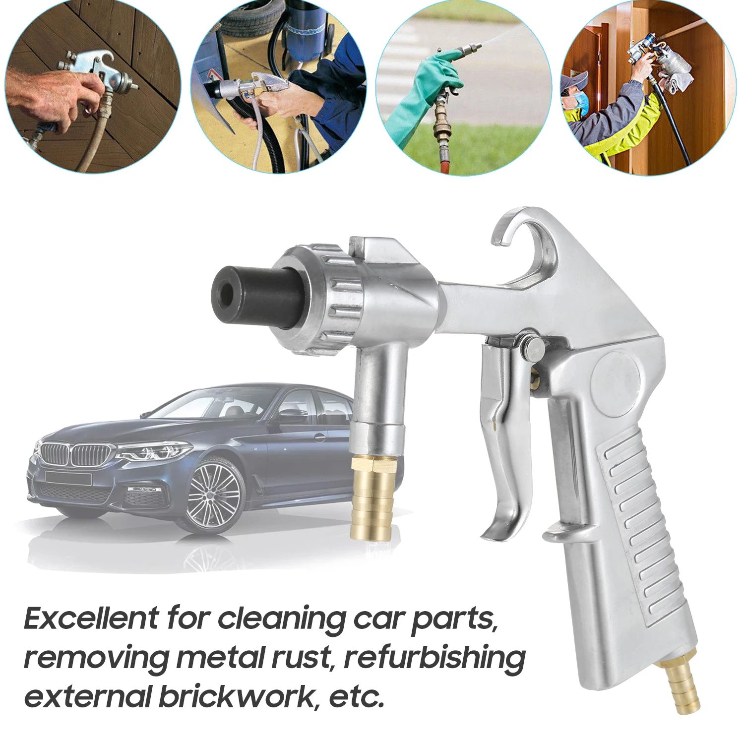 

KKmoon Siphon Feed Undercoating Spray Gun Hand Air Sand Blaster Gun with 4.5/5/6/7mm Ceramic Nozzles for Sandblasting Removing