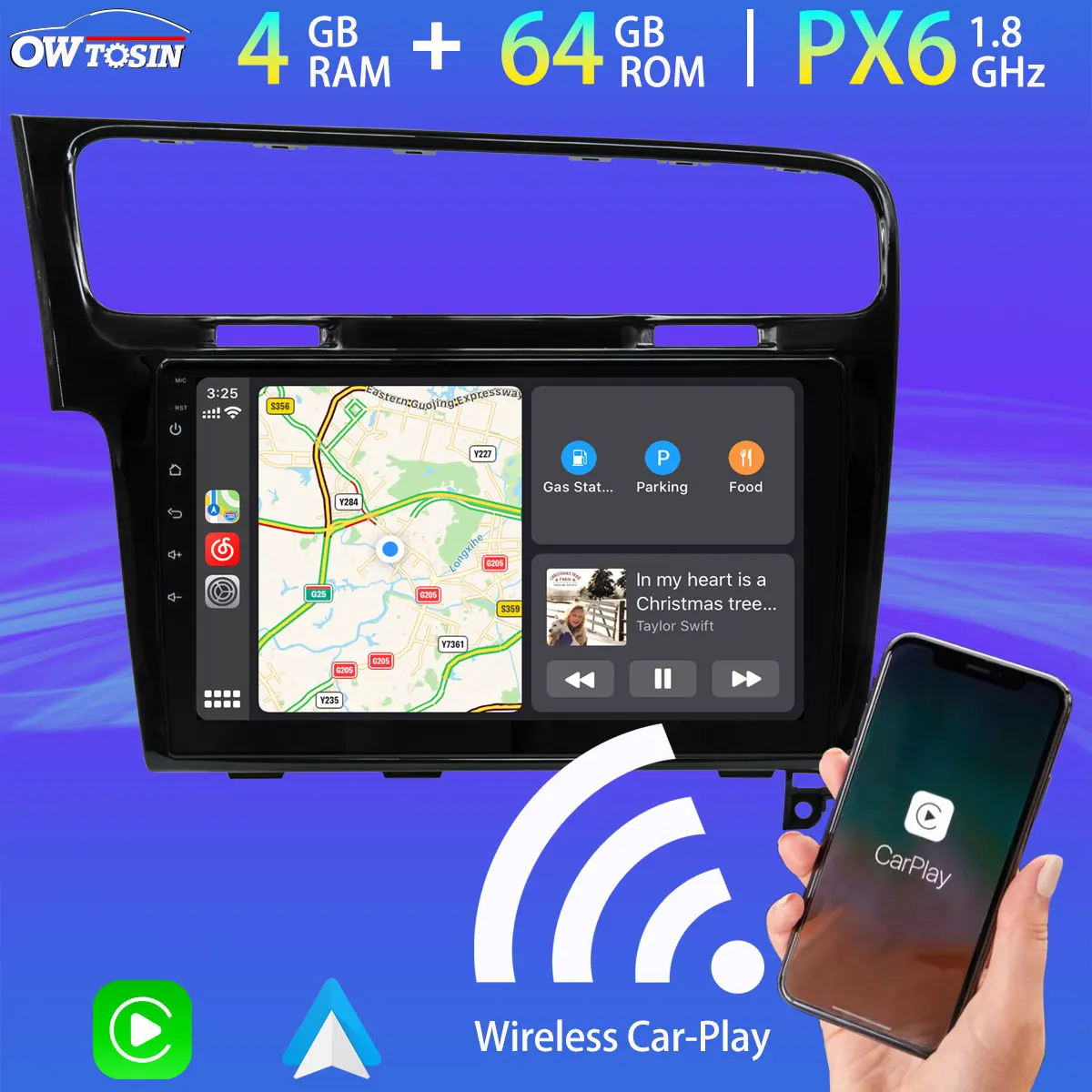 PX6 Android 10 0 автомобильный радиоприемник с навигацией GPS мультимедийный плеер для VW