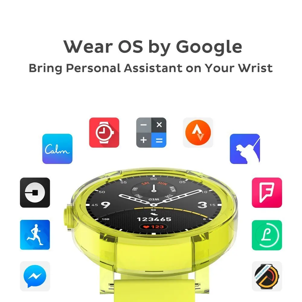 TicWatch E желтые Смарт-часы Bluetooth спортивные с gps Android и iOS совместимы IP67 Google Wear OS
