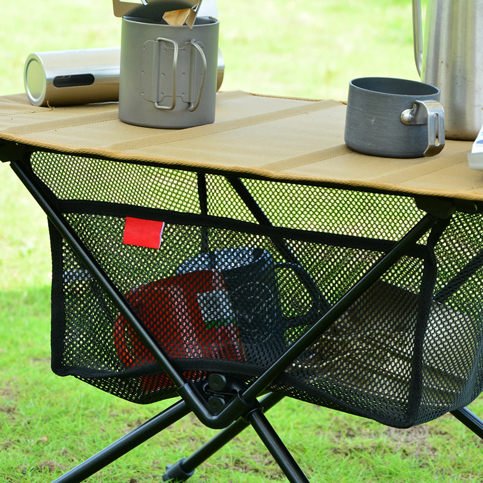 

SUNDICK Folding Table Net Bag Portable Storage Net Outdoor Camping Barbecue Kitchen Lightweight Folding Table Rack Hanging