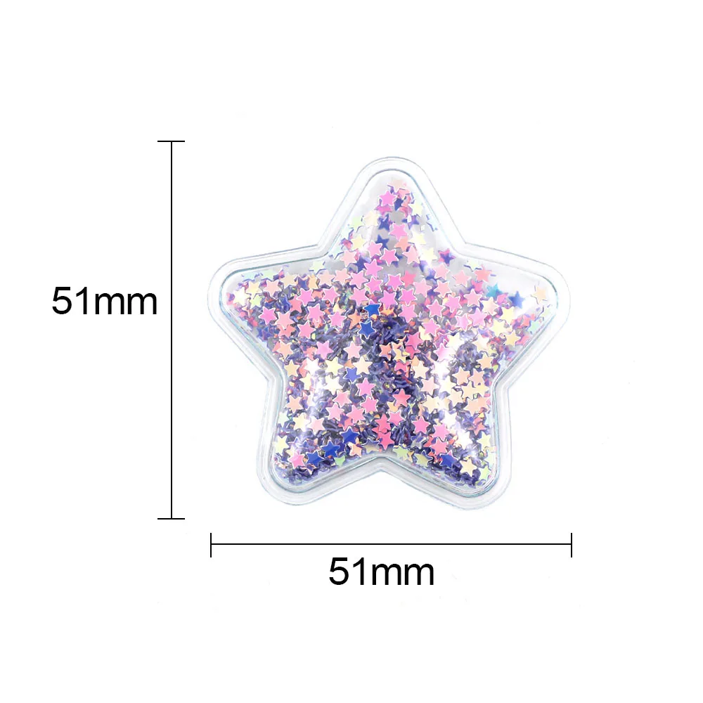 5 шт. 51x51 мм наполнение патчи звезда прозрачный блесток патч блестящие аппликации