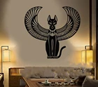 Bastet виниловые наклейки на стены, украшения для спальни, древний египетский кот, богиня египетской стены, настенные наклейки для гостиной