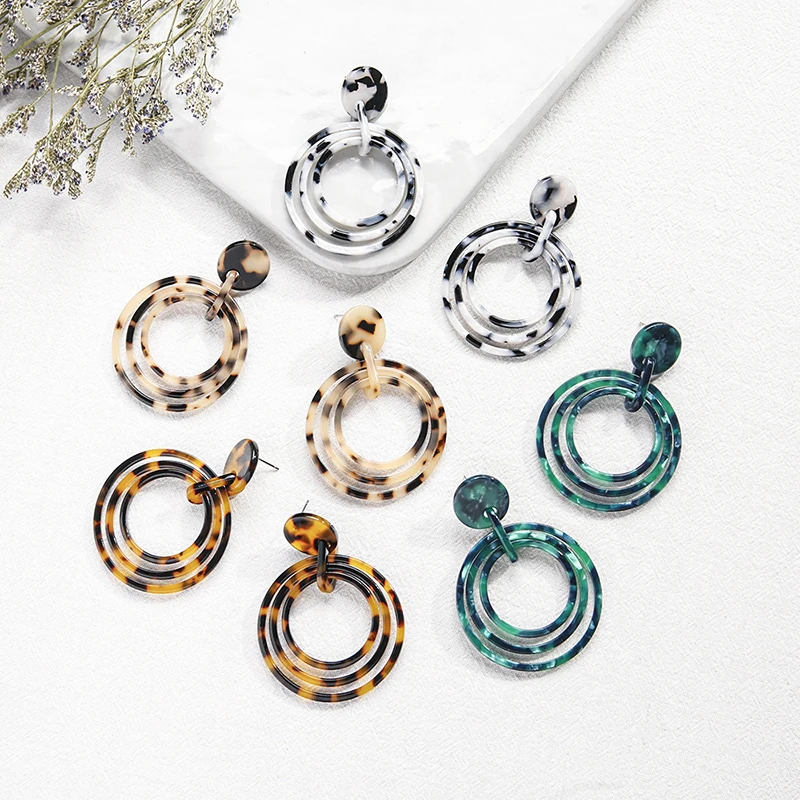 Винтажные женские двойные большие круглые Висячие серьги полые леопардовые