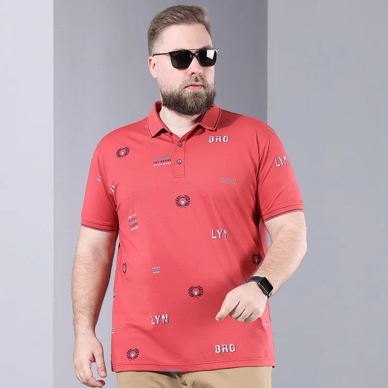 

Large Plus Size Men's Summer Print Short-Sleeved T-Shirt Fat Man Plus Fat Increase Casual Polo Shirts 6XL 7XL 8XL 9XL